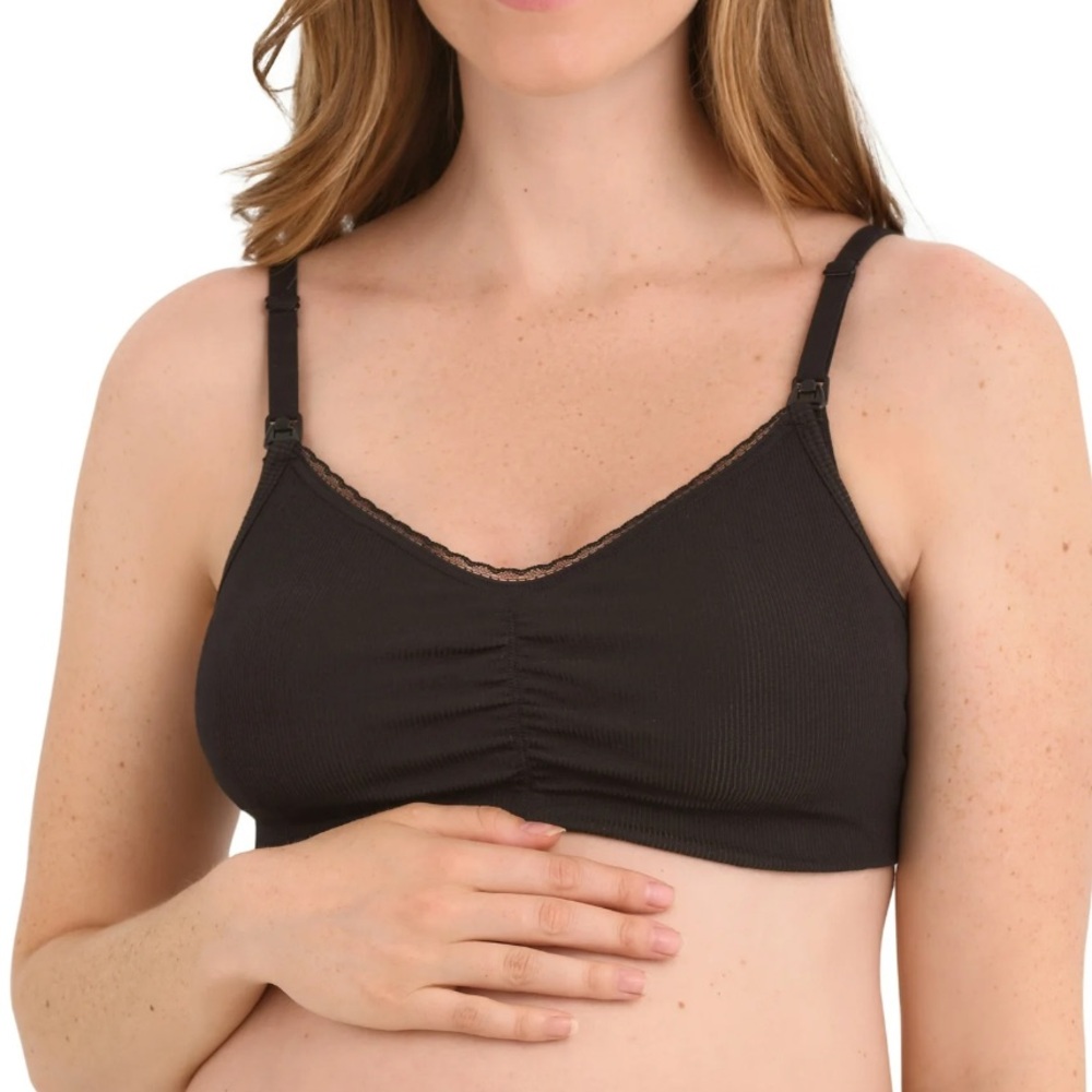 Women's Maternity Ribbed Cotton-Blend Nursing Bralette 2-Pack Size M - Picture 3 of 10